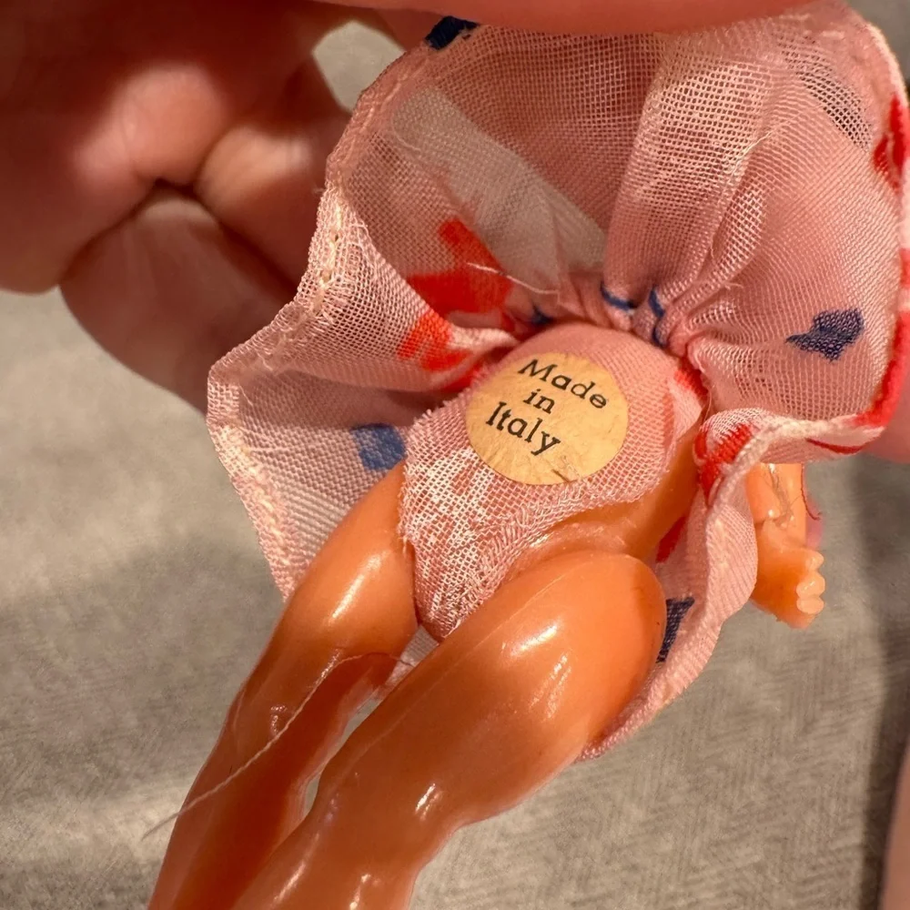Gorgeous Vintage Small Celluloid Baby Doll, Made In Italy - Original Clothing